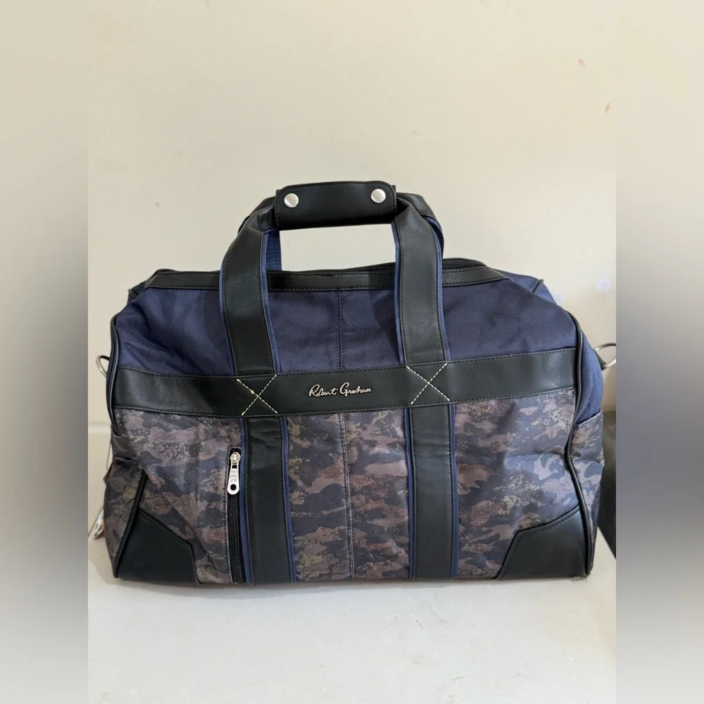 Robert Graham Blue and Black Camouflage Duffel Bag